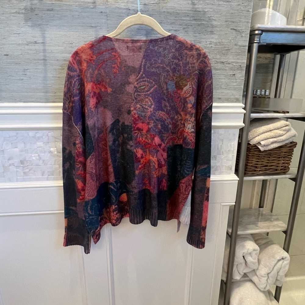 Small Anthropologie pilcro v neck cashmere hi low sweater multi color pattern - Picture 10 of 14